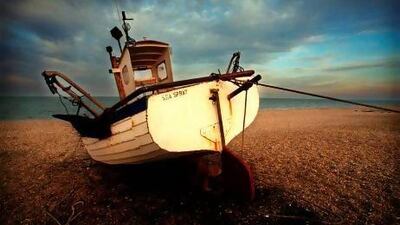 A boat on the bleakly beautiful Aldeburgh beach, the inspiration for much of Britten's music. Courtesy Mykel Nicolaou