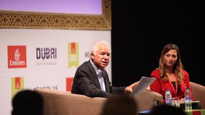 Mourid Barghouti at Emirates Airlines Festival of Literature. Courtesy Emirates Airlines Festival of Literature