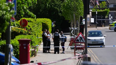 Police cordon off the site where two people were knifed in the Golders Green area of London. Getty Images