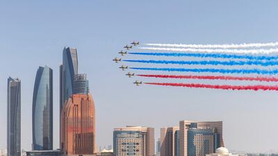 A flypast for Mr Putin during his visit to the UAE last week. Mohammed Al Blooshi/ Ministry of Presidential Affairs