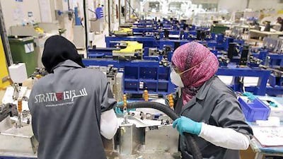 Much of Abu Dhabi's initial investment has been in infrastructure to develop industries including Mubadala's Strata plant in Al Ain, above which build aircraft parts. Jumana El Heloueh / Reuters