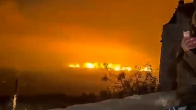 The moment of an explosion that Israel says destroyed key underground infrastructure built by Hezbollah group on the strategic Ali Taher ridge in south Lebanon. AFP