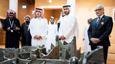 Sheikh Abdullah bin Zayed and Adel bin Ahmed Al-Jubeir in Ad Diriyah, Saudi Arabia