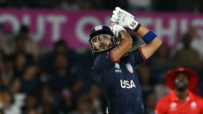 US captain Monank Patel plays a shot during the Men's T20 World Cup match against Canada in Grand Prairie, Texas, this week. AFP