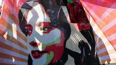 Demonstrators at the National Mall protest against the Iranian regime in Washington on October 22, following the death of Mahsa Amini. AP Photo