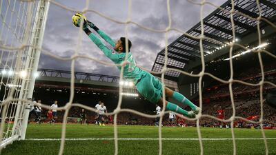 Tottenham Hotspur's Paulo Gazzaniga at Anfield on October 27, 2019. Reuters