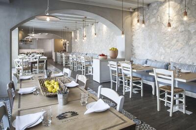 The taverna setting at Mythos Kouzina & Grill at JLT, Dubai. Courtesy Mythos