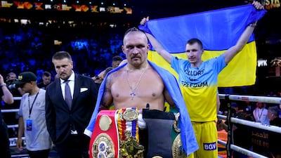 Oleksandr Usyk after beating Anthony Joshua in their rematch at the King Abdullah Sport City Stadium in Jeddah on August 20, 2022. PA