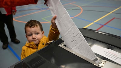 Voting starts at a polling station in Baarle-Nassau, the Netherlands, on Thursday, the first day of the European Parliament elections. AFP