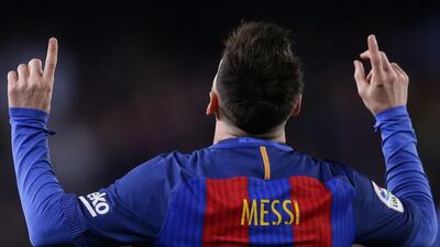 Barcelona’s Lionel Messi celebrates after scoring a goal. Manu Fernandez / AP Photo