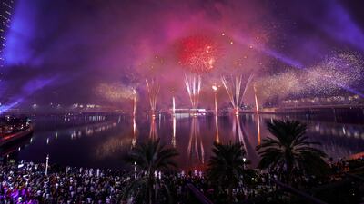 NYE fireworks at Al Maryah Island. Victor Besa / The National