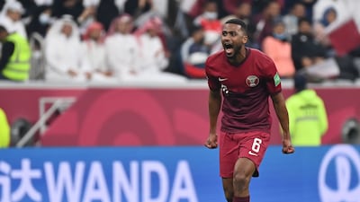 Abdulaziz Hatem celebrates after scoring the fourth. EPA