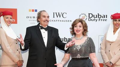 Ezzat El Alayli, who was presented a lifetime achievement award, attends the opening night gala of Room, at the Dubai International Film Festival. Neilson Barnard / Getty Images