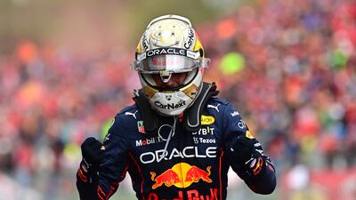 Max Verstappen celebrates his win. AFP