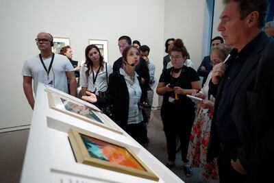 Isabelle Cahn, Chief Curator of paintings (centre), unveils a new programme of exhibitions at Louvre Abu Dhabi. Victor Besa/The National