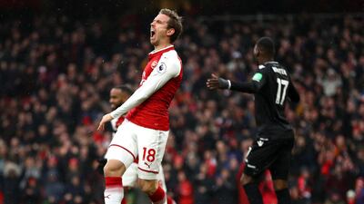 Left-back: Nacho Monreal (Arsenal) – The unlikely destroyer scored one goal and made two more as Arsenal rushed into a 4-0 lead against Crystal Palace. Clive Mason / Getty Images