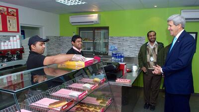 US secretary of state John Kerry visits a Dunkin Donuts in Pakistan. Photo: @JohnKerry