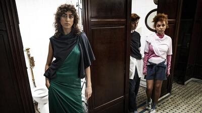 Models present creations from the Fall/Winter 2017/18 Ready to Wear collection by Sirloin in a toilet block during Paris Fashion Week. EPA/ETIENNE LAURENT