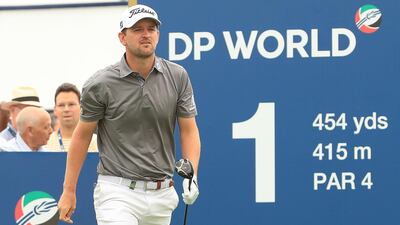Bernd Wiesberger on the 1st tee during Day 1 of the DP World Tour Championship in Dubai. Getty