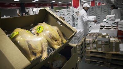 Poultry on display for customers. Rungis international wholesale food market near Paris covers 232 hectares and sells over €7 billion worth of food every year. Etienne Laurent / EPA
