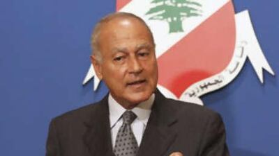 Ahmed Abul Gheit speaks during a news conference after his meeting with Lebanon's president Michel Suleiman at the presidential palace.