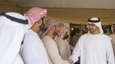 Sheikh Mohammed bin Zayed, Crown Prince of Abu Dhabi Deputy Supreme Commander of the Armed Forces, offers condolences to the family of Ahmed Mohammed Al Zayoudi who passed away while serving with the Armed Forces in ‘Operation Restoring Hope’. Mohamed Al Hammadi / Crown Prince Court - Abu Dhabi