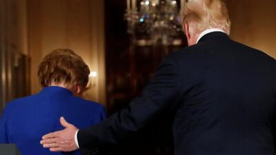 US President Donald Trump and German Chancellor Angela Merkel. Kevin Lamarque / Reuters