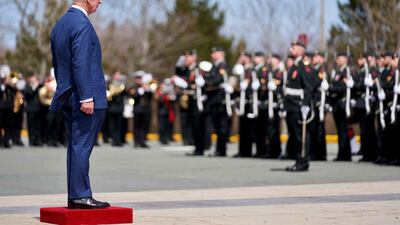 Prince Charles outside the Confederation Building in St John’s, Newfoundland and Labrador. AFP