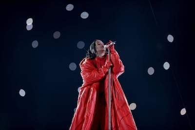 Rihanna uses the stage to announce her second pregnancy. EPA