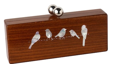 Dh2,350, Les Bois De Perle clutch at O’de Rose. Courtesy O’de Rose