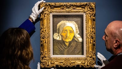 Vincent van Gogh's Head of a Peasant Woman in a White Headdress is hung at TEFAF in Maastricht. EPA