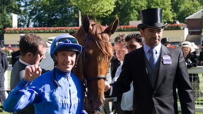 Frankie Dettori and Godolphin trainer Saeed bin Suroor with Invisible Man, winner of the Royal Hunt Cup at Royal Ascot on June 16, 2020. Photo by Ian Jones