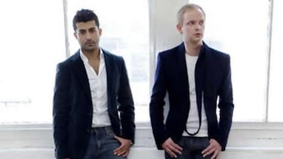 Khalid bin Sultan Al Qasimi and his business partner, Elliott J Frieze, of the British fashion label Qasimi.