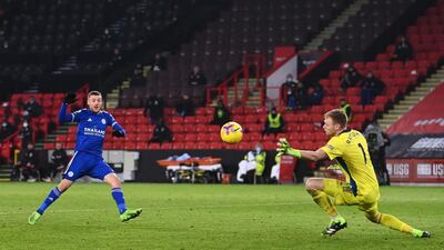 Game 11, December 6: Sheffield United 1 (McBurnie 26') Leicester City 2 (Perez 24', Vardy 90'). Getty