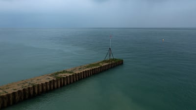A jetty beneath which raw sewage had reportedly been discharged after heavy rain on August 17 in Seaford, England. Getty