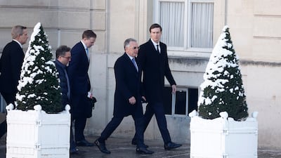 Steve Witkoff, US President Donald Trump's special envoy, and Mr Trump's son-in-law Jared Kushner arrive at the Elysee. EPA
