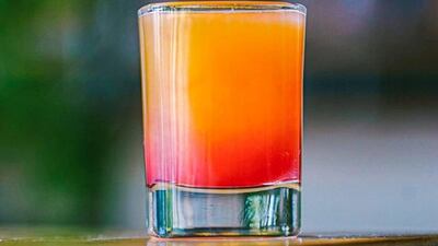 The Immunity Shot by Amongst Few cafe includes ingredients like cayenne pepper, grapefruit, ginger, lemon, maple syrup, orange, and pomegranate.