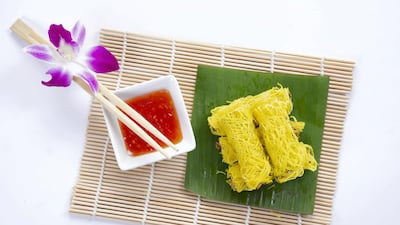 Vegetable spring rolls at Hoi An: a tasty combination of sweet potato, taro, snow cabbage, peanut and safflower oil 