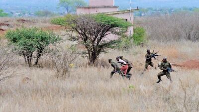 Mozambican soldiers executing general exercises during the Sergeants graduation ceremony at the Armed Forces Sergeants School in Boane, Mozambique. EPA-EFE