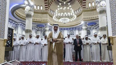 DUBAI, UNITED ARAB EMIRATES. 01 September 2017. Eid Al Adha morning prayers at the Al Farooq Omar bin Al Kahttab Mosque in Al Safa. The Imam leads the prayer. (Photo: Antonie Robertson/The National) Journalist: None. Section: National.