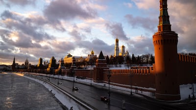 The Kremlin and frozen Moscow River, Russia, on January 16. AP