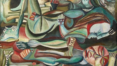 A detail of Shakir Hassan Al Said's untitled painting from 1957, part of the Baghdad Group for Modern Art