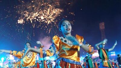 Dancers perform during the cricket World Cup opening ceremony at the Bangabandhu National Stadium in Dhaka.