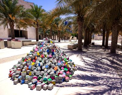 One of the outdoor artworks by Pascale Marthine Tayou on display at the Cultural Foundation. Photo: Victor Besa / The National