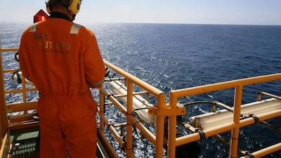 A Sky-Futures drone inspects an offshore plant in Abu Dhabi. The technology is set to boom.