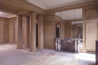 The room in 2009, before its conservation began, showing the wood in its bleached state. Courtesy Feau&Cie