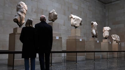 The Elgin Marbles, also known as the Parthenon marbles, at the British Museum in London, on November 28, 2023. EPA