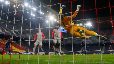 Atletico's opening goal from Mario Hermoso hits the back of the net. Reuters