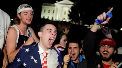 Supporters of Republican presidential nominee Donald Trump rally in front of the White House in Washington. Joshua Roberts / Reuters