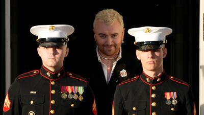 Singer Sam Smith arrives to perform at the bill-signing ceremony. AP